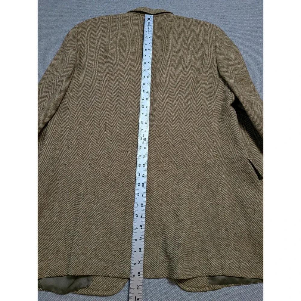 Hart Schaffner Marx Men's 42R Tweed Blazer Tan Herringbone Wool Suit Coat Jacket
